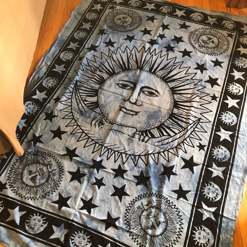 SALE Blue sun and moon tapestry